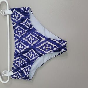 Zingara Blue And Cream Bikini Swimsuit Bottoms Size 10 NWT